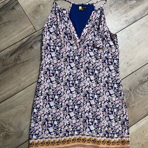 Skies Are Blue Floral Mini Dress - Navy and Pink